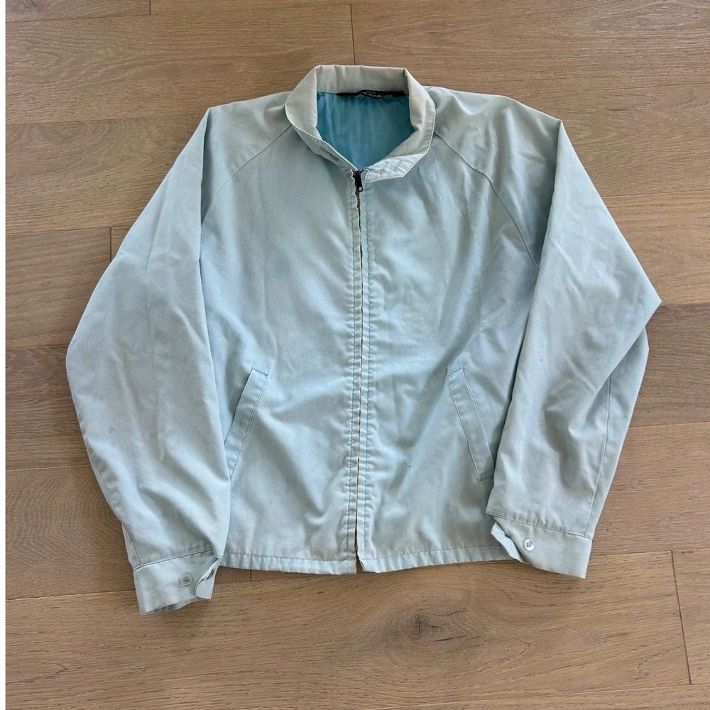 Vintage 60's Sears Light Blue Harrington Jacket Talon Zip Mens Large